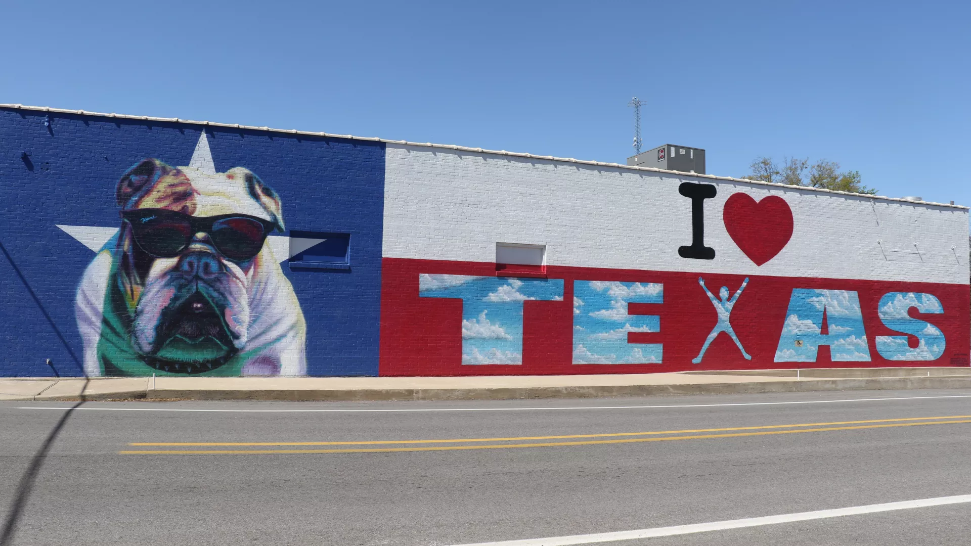 A bulldog mural